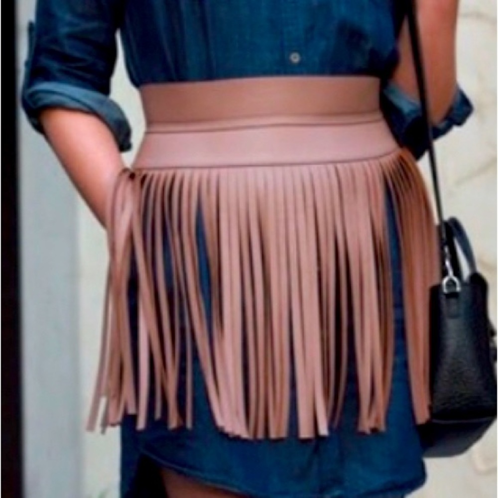 SOLD ON OTHER Bcbg fringe belt two buckles in front. Worn once like new; medium